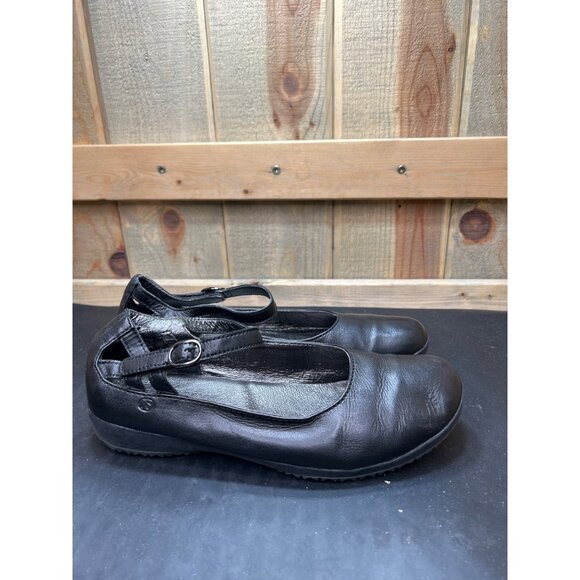 Josef Seibel Womens Black Leather Mary Jane Flats Size 8 Comfortable Casual Shoe - Picture 1 of 8